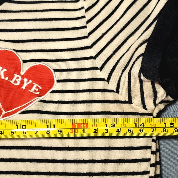 Ardene Navy/White Striped "K. BYE" Patch T-Shirt - Size XSmall - Picture 7 of 9